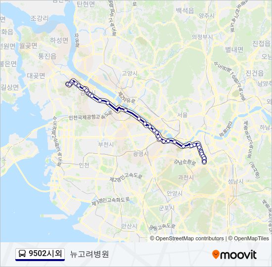 9502시외 bus Line Map