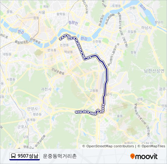 9507성남 bus Line Map