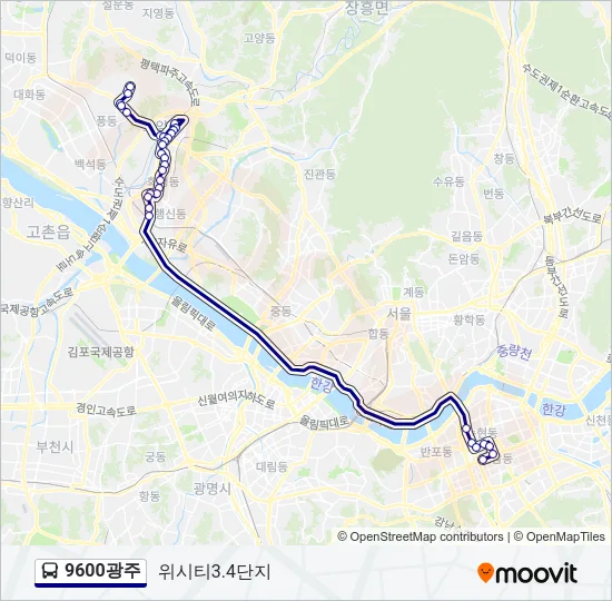 9600광주 버스 노선 지도