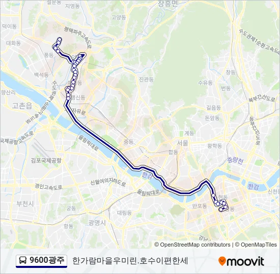 9600광주 버스 노선 지도