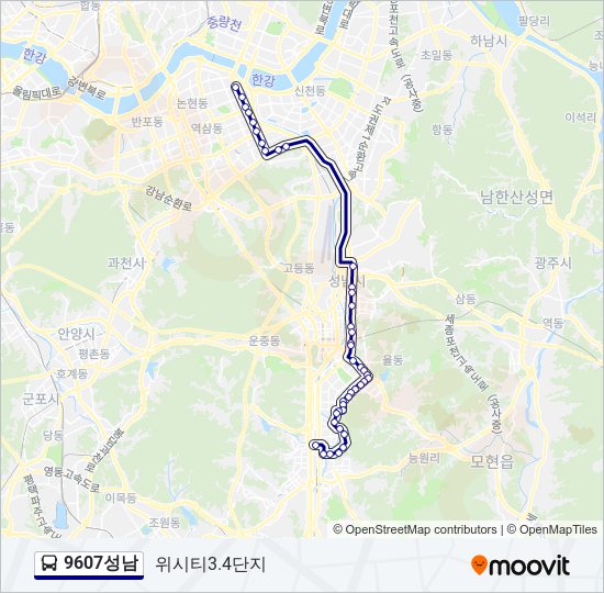 9607성남 bus Line Map