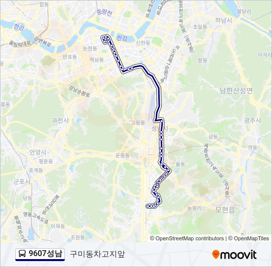 9607성남 버스 노선 지도