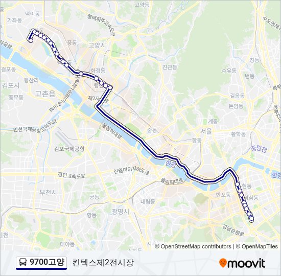 9700고양 bus Line Map