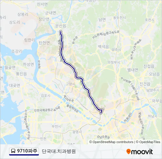 9710파주 버스 노선 지도