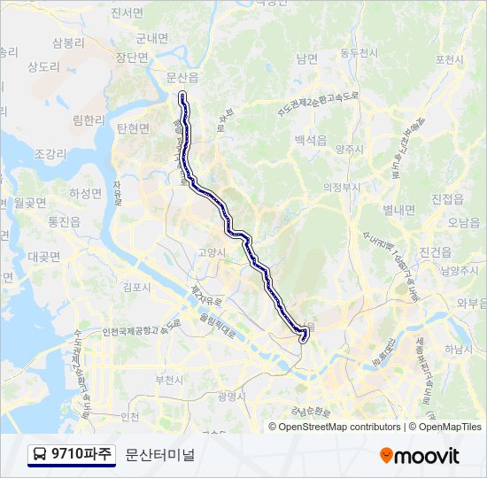 9710파주 bus Line Map