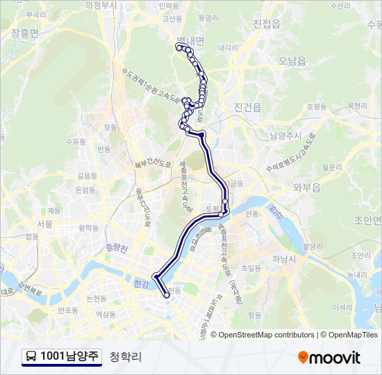 1001남양주 bus Line Map