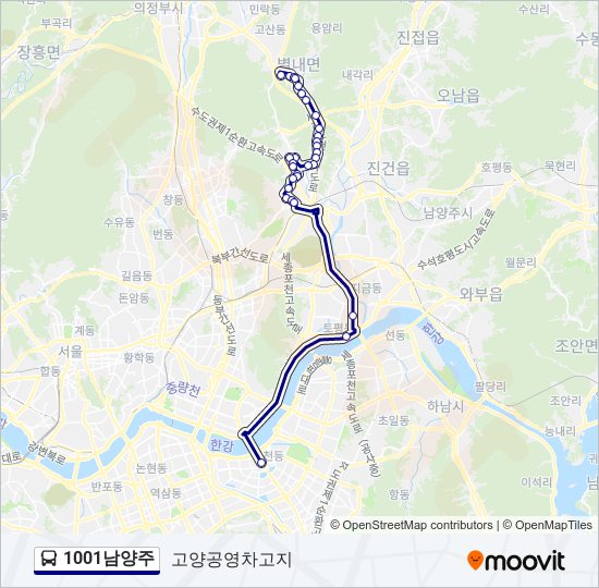 1001남양주 bus Line Map