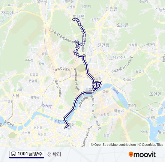 1001남양주 bus Line Map
