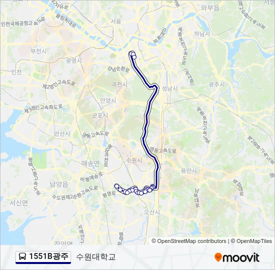 1551B광주 Bus Line Map