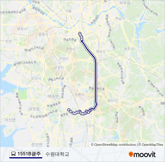 1551B광주 bus Line Map