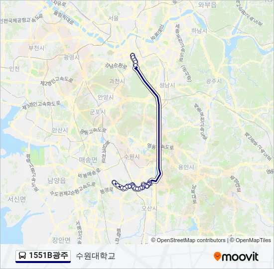1551B광주 버스 노선 지도