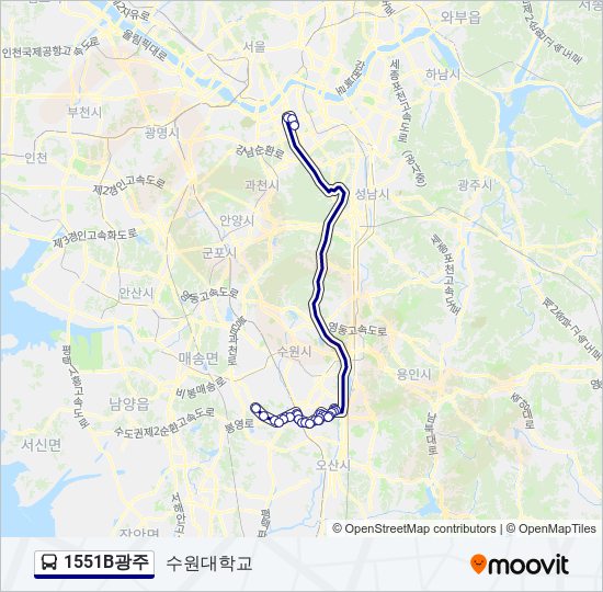 1551B광주 bus Line Map
