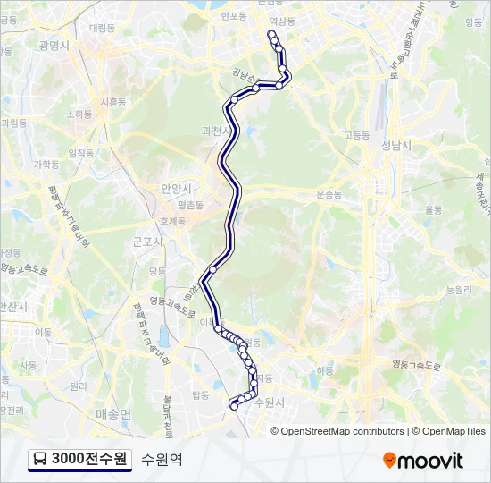 3000전수원 버스 노선 지도