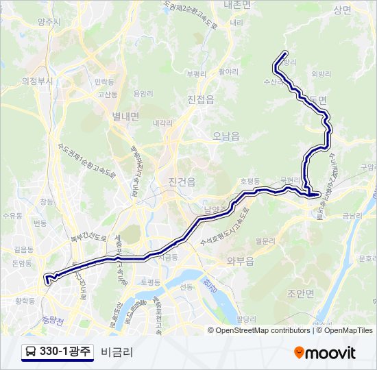 330-1광주 버스 노선 지도