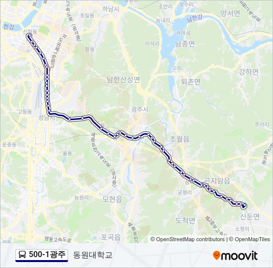 500-1광주 버스 노선 지도