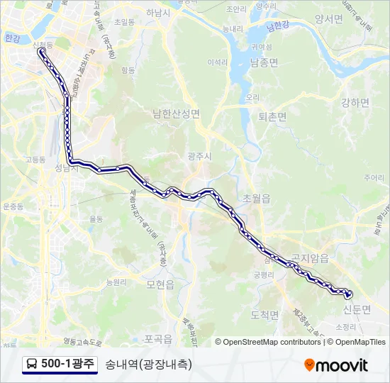 500-1광주 버스 노선 지도