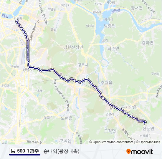 500-1광주 bus Line Map