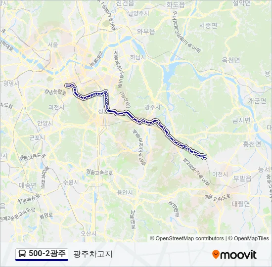 500-2광주 버스 노선 지도