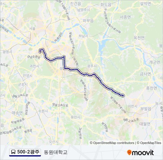 500-2광주 버스 노선 지도
