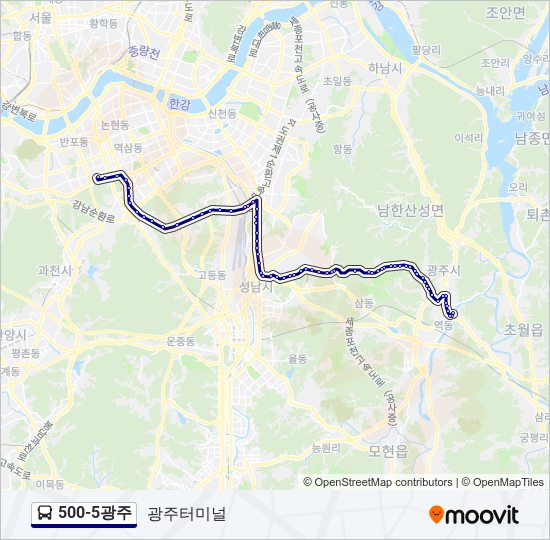 500-5광주 버스 노선 지도