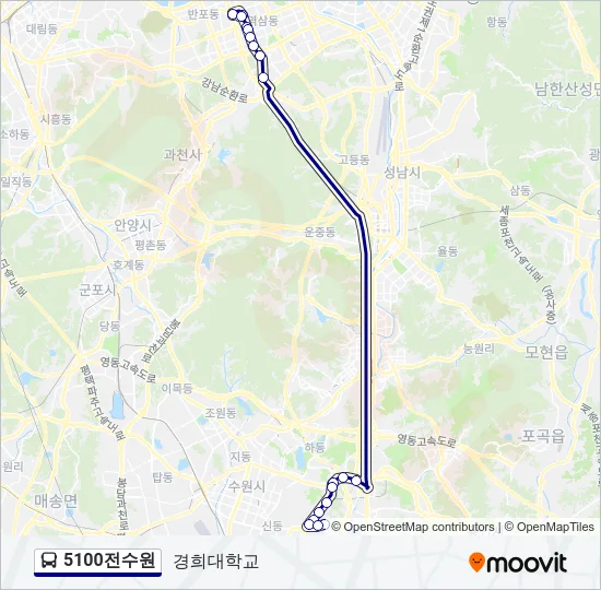 5100전수원 버스 노선 지도
