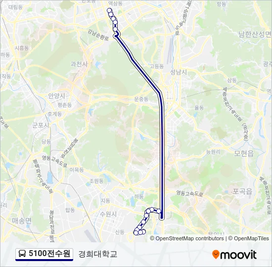 5100전수원 버스 노선 지도