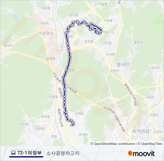 72-1의정부 버스 노선 지도