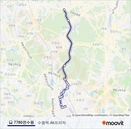 7780전수원 버스 노선 지도