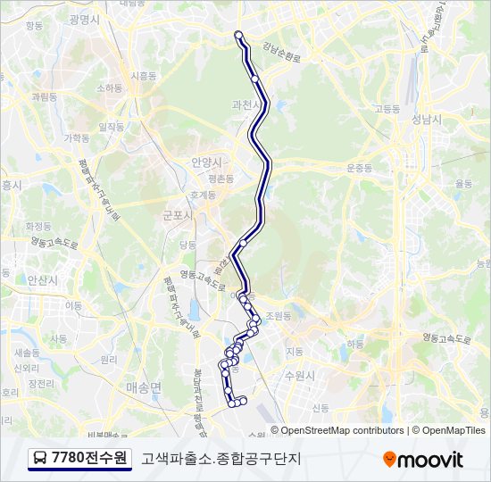 7780전수원 버스 노선 지도
