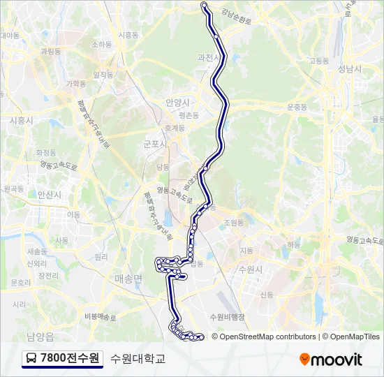 7800전수원 버스 노선 지도