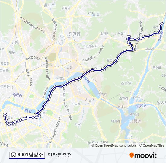 8001남양주 버스 노선 지도
