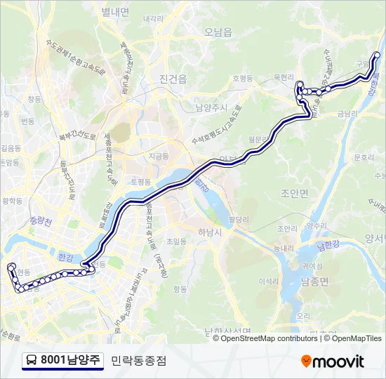 8001남양주 버스 노선 지도