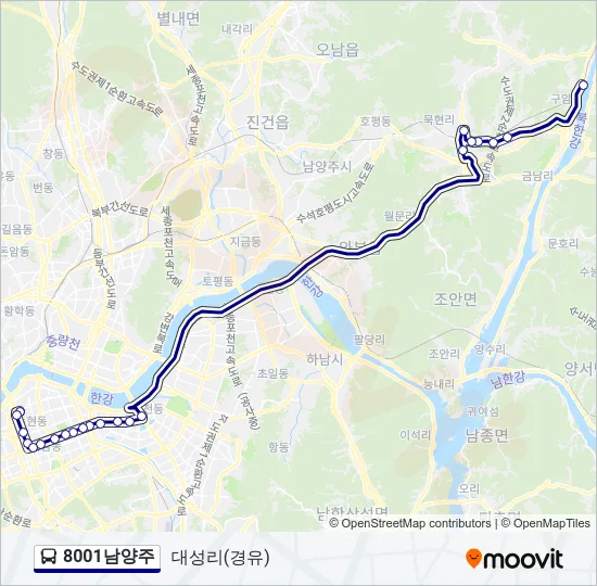 8001남양주 Bus Line Map