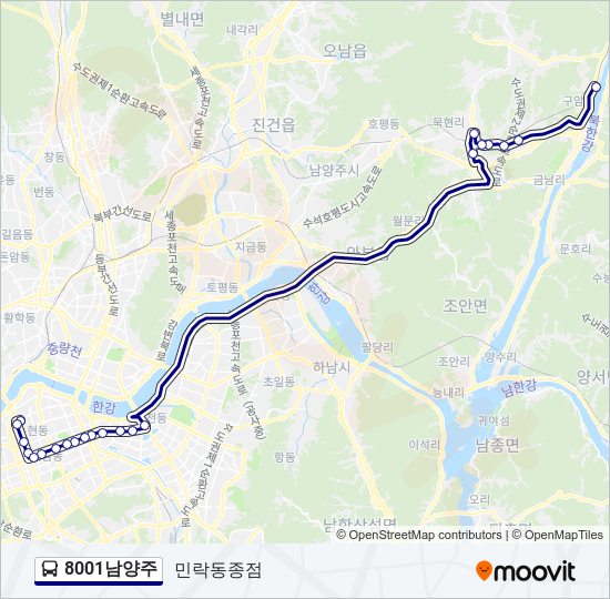 8001남양주 bus Line Map
