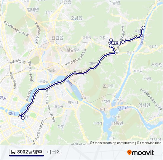 8002남양주 버스 노선 지도