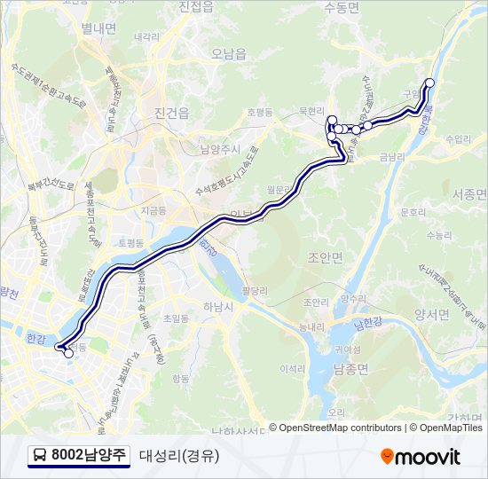 8002남양주 버스 노선 지도