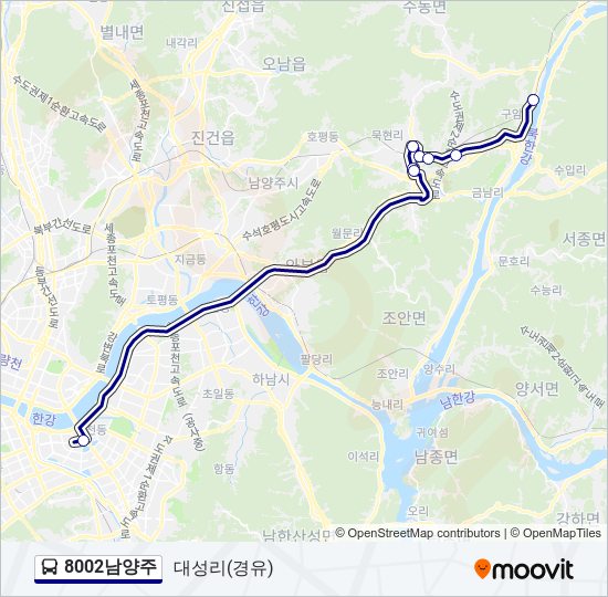 8002남양주 버스 노선 지도