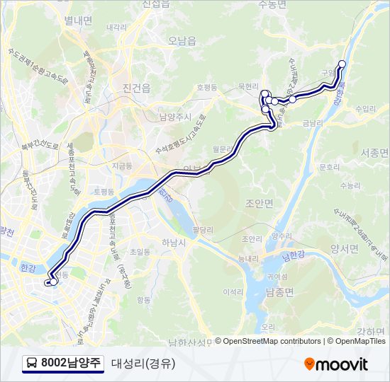 8002남양주 bus Line Map