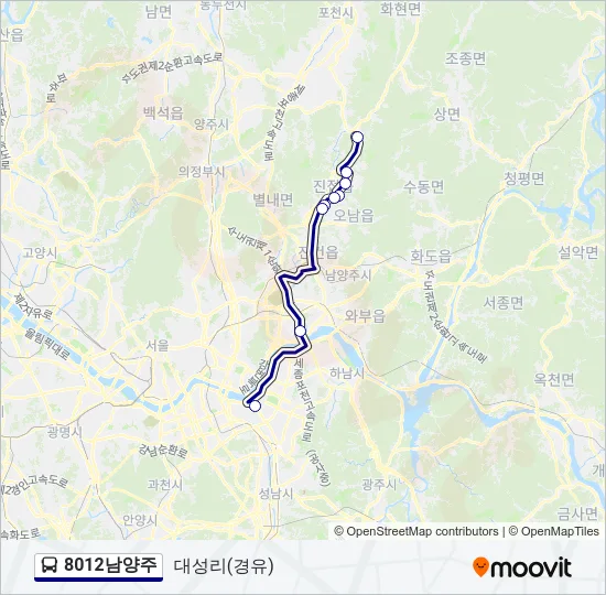 8012남양주 버스 노선 지도