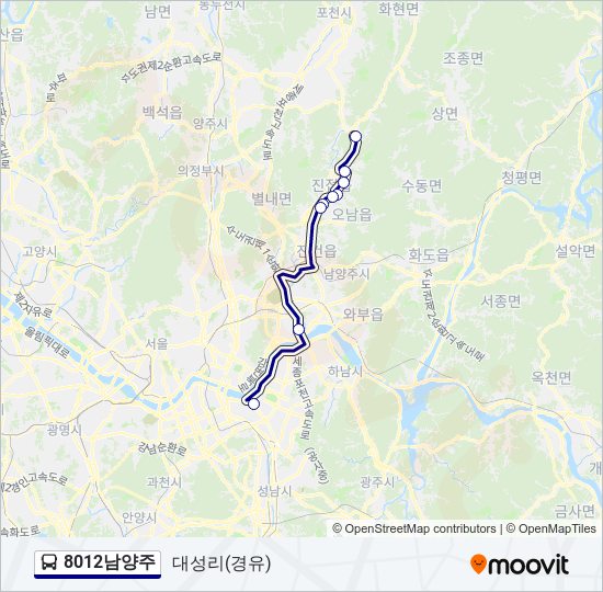 8012남양주 bus Line Map