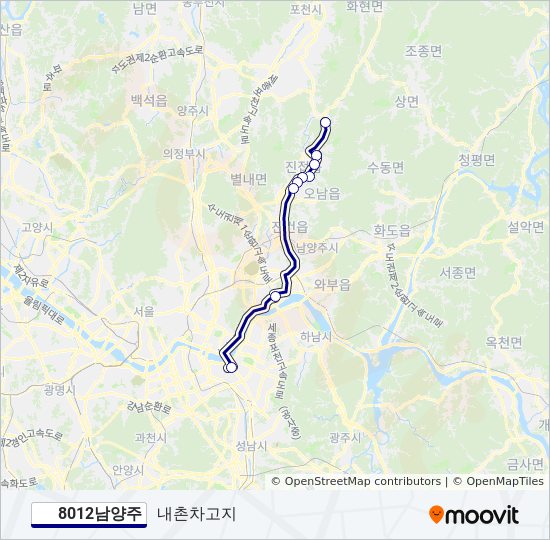 8012남양주 bus Line Map