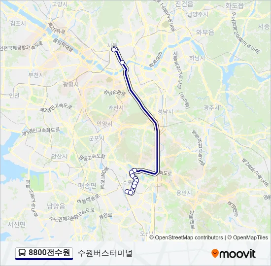 8800전수원 버스 노선 지도