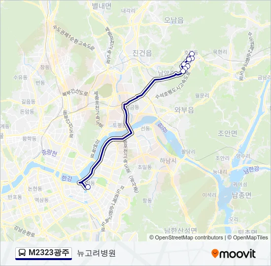 M2323광주 버스 노선 지도