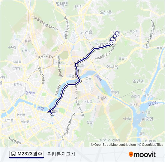 M2323광주 버스 노선 지도