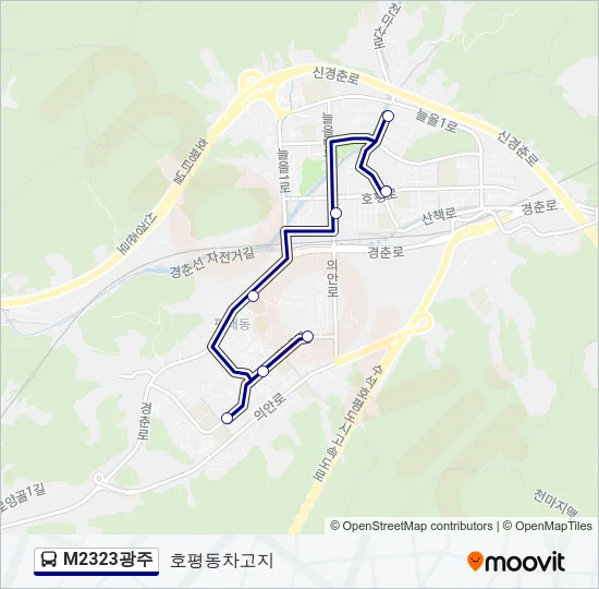 M2323광주 버스 노선 지도