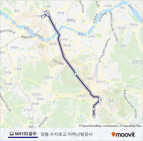 M4102광주 버스 노선 지도