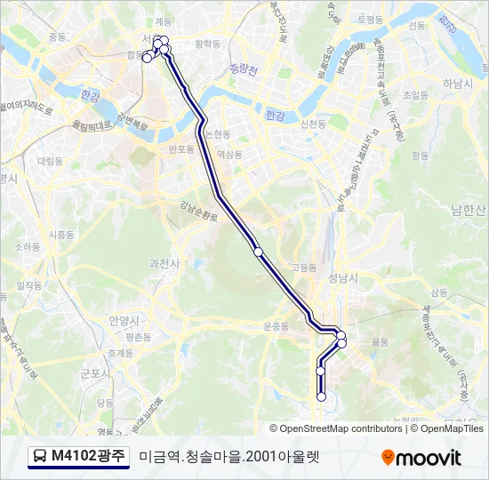 M4102광주 버스 노선 지도