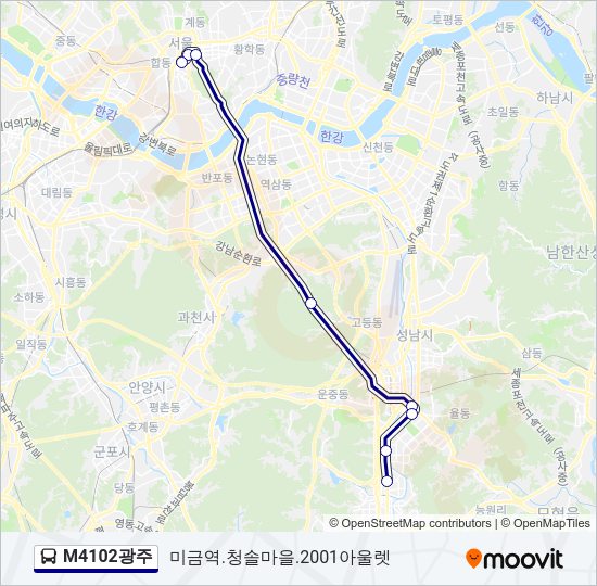 M4102광주 버스 노선 지도