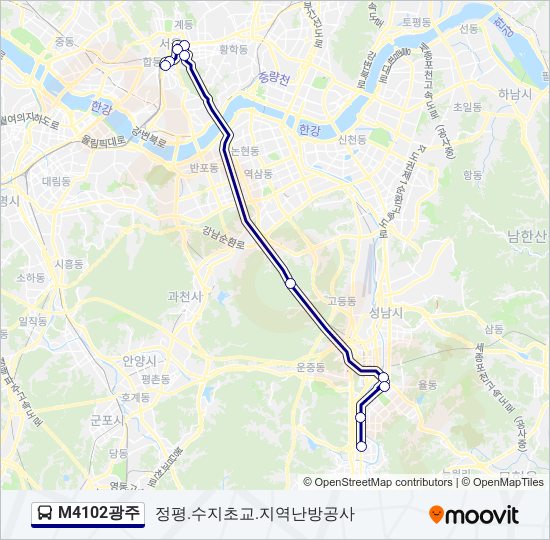 M4102광주 버스 노선 지도