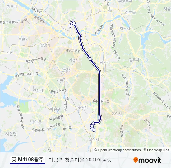 M4108광주 버스 노선 지도